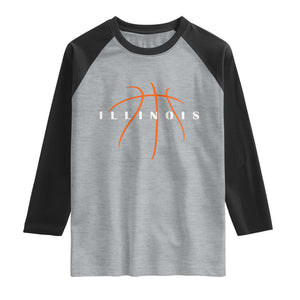 Illinois Fan Basketball Grooves Graphic IL State Raglan Shirt TS11 Heather Gray Black Print Your Wear