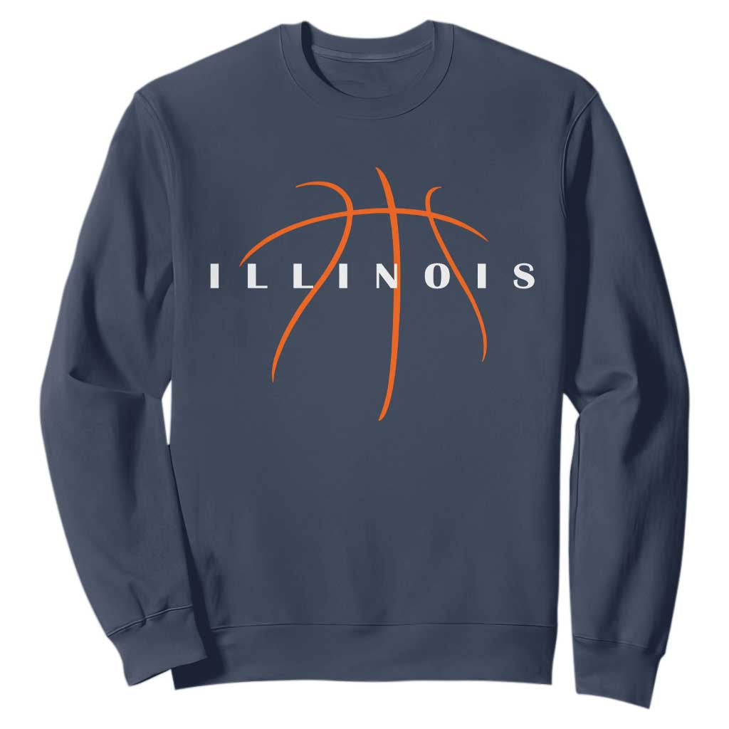Illinois Fan Basketball Grooves Graphic IL State Sweatshirt TS11 Navy Print Your Wear