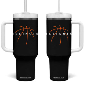 Illinois Fan Basketball Grooves Graphic IL State Tumbler With Handle TS11 One Size: 40 oz Black Print Your Wear