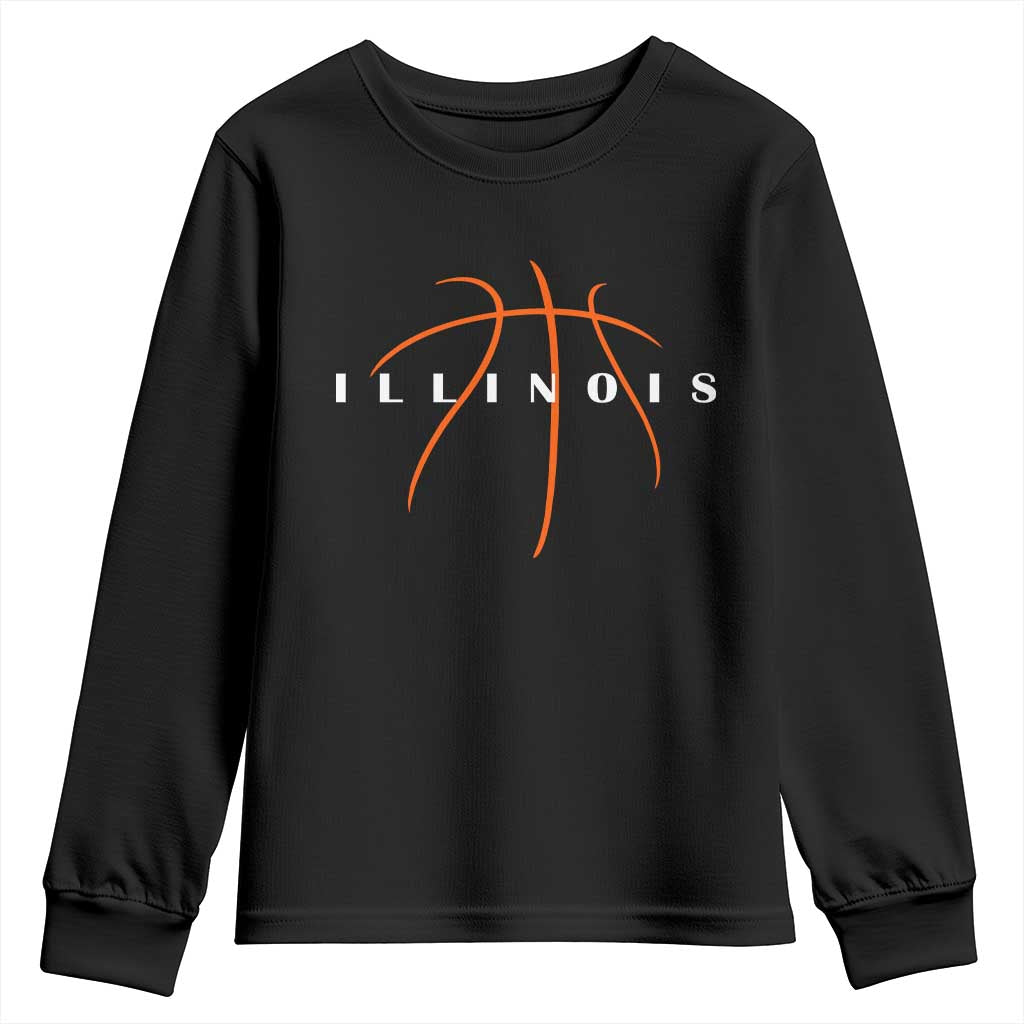 Illinois Fan Basketball Grooves Graphic IL State Youth Sweatshirt TS11 Black Print Your Wear
