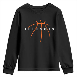 Illinois Fan Basketball Grooves Graphic IL State Youth Sweatshirt TS11 Black Print Your Wear