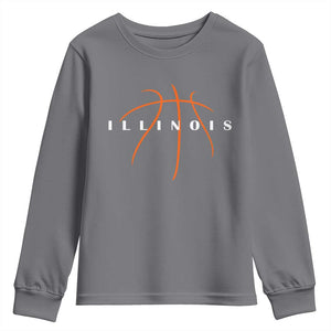 Illinois Fan Basketball Grooves Graphic IL State Youth Sweatshirt TS11 Charcoal Print Your Wear