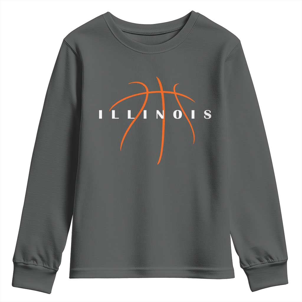 Illinois Fan Basketball Grooves Graphic IL State Youth Sweatshirt TS11 Dark Heather Print Your Wear