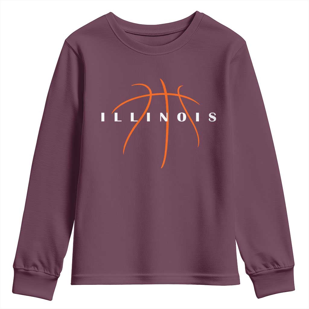 Illinois Fan Basketball Grooves Graphic IL State Youth Sweatshirt TS11 Maroon Print Your Wear