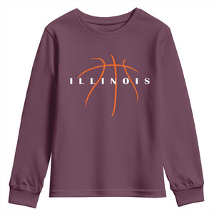 Illinois Fan Basketball Grooves Graphic IL State Youth Sweatshirt TS11 Maroon Print Your Wear