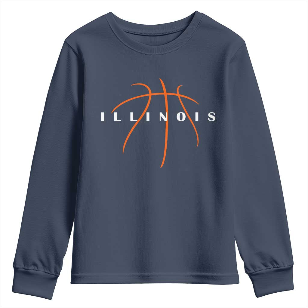Illinois Fan Basketball Grooves Graphic IL State Youth Sweatshirt TS11 Navy Print Your Wear