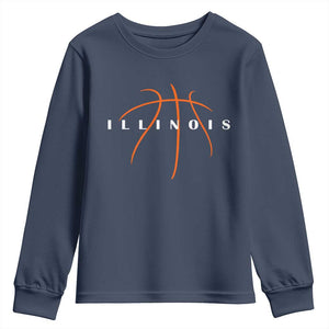 Illinois Fan Basketball Grooves Graphic IL State Youth Sweatshirt TS11 Navy Print Your Wear