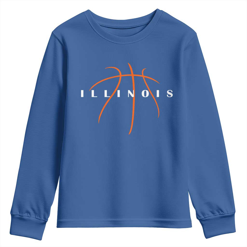 Illinois Fan Basketball Grooves Graphic IL State Youth Sweatshirt TS11 Royal Blue Print Your Wear