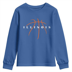 Illinois Fan Basketball Grooves Graphic IL State Youth Sweatshirt TS11 Royal Blue Print Your Wear