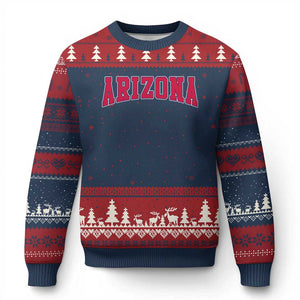 Arizona Sports Fan Vintage Bold Throwback AZ State Ugly Christmas Sweater TS11 Navy Red Print Your Wear