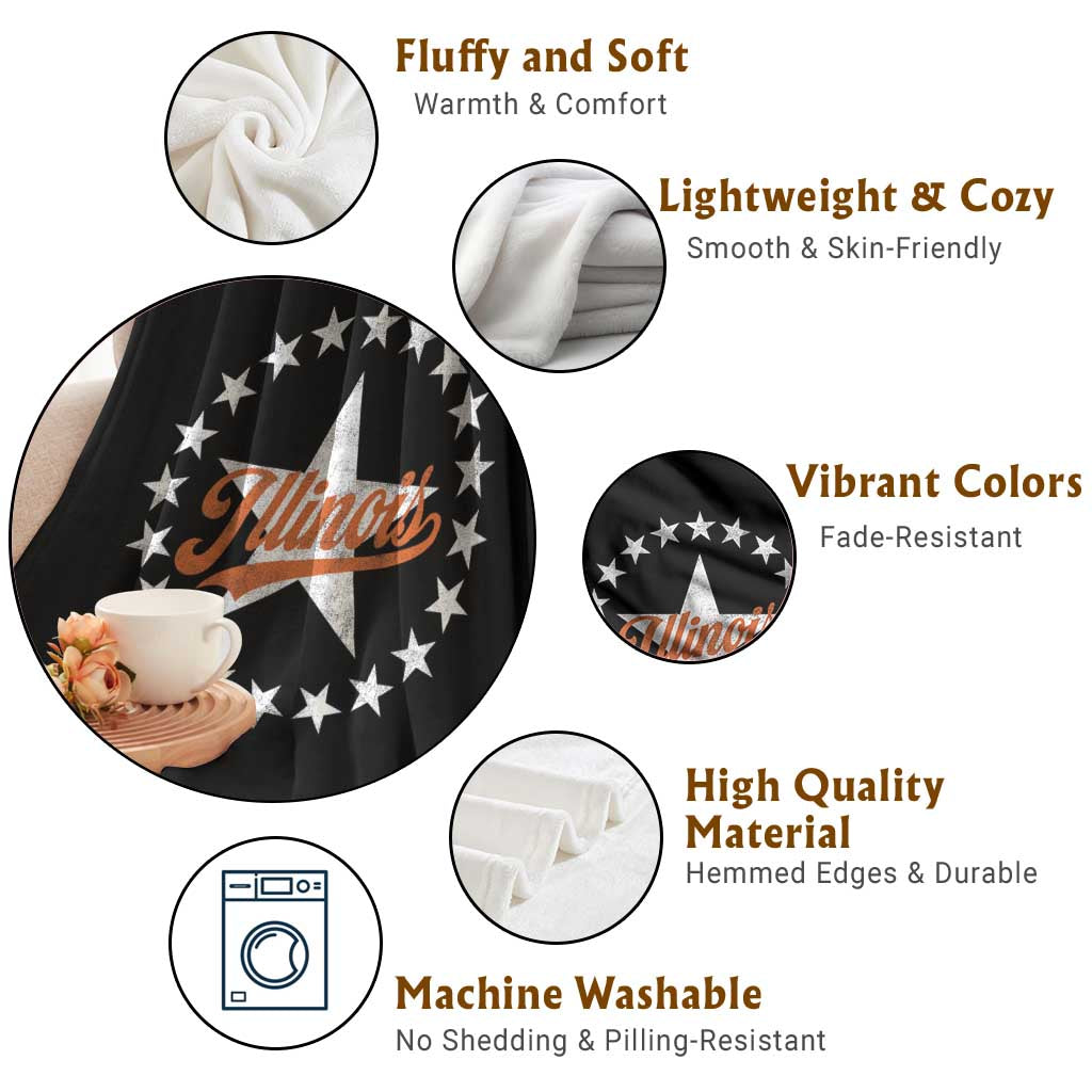 Illinois Varsity Script Sport 21 Stars Jersey Style Throw Blanket