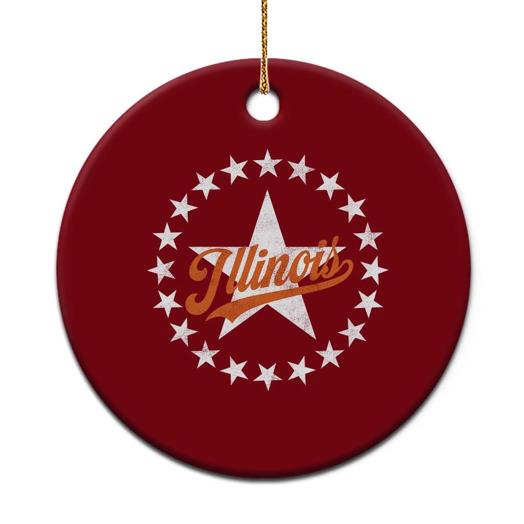 Illinois Varsity Script Sport 21 Stars Jersey Style Ceramic Ornament