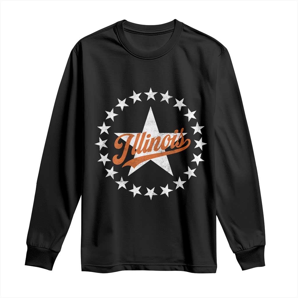Illinois Varsity Script Sport 21 Stars Jersey Style Long Sleeve Shirt