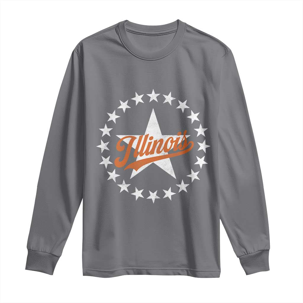 Illinois Varsity Script Sport 21 Stars Jersey Style Long Sleeve Shirt