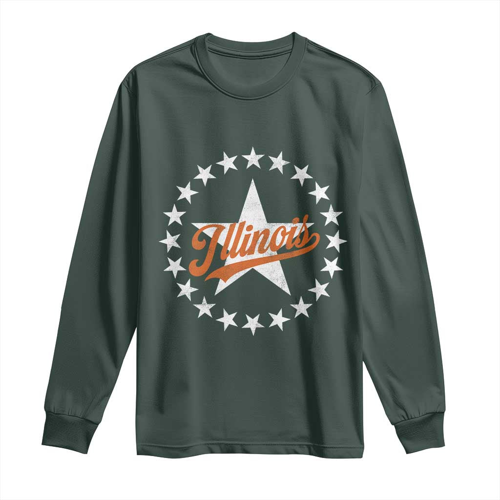 Illinois Varsity Script Sport 21 Stars Jersey Style Long Sleeve Shirt