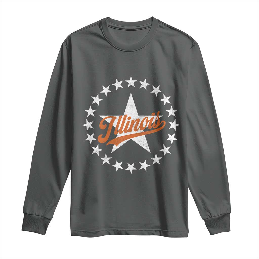 Illinois Varsity Script Sport 21 Stars Jersey Style Long Sleeve Shirt