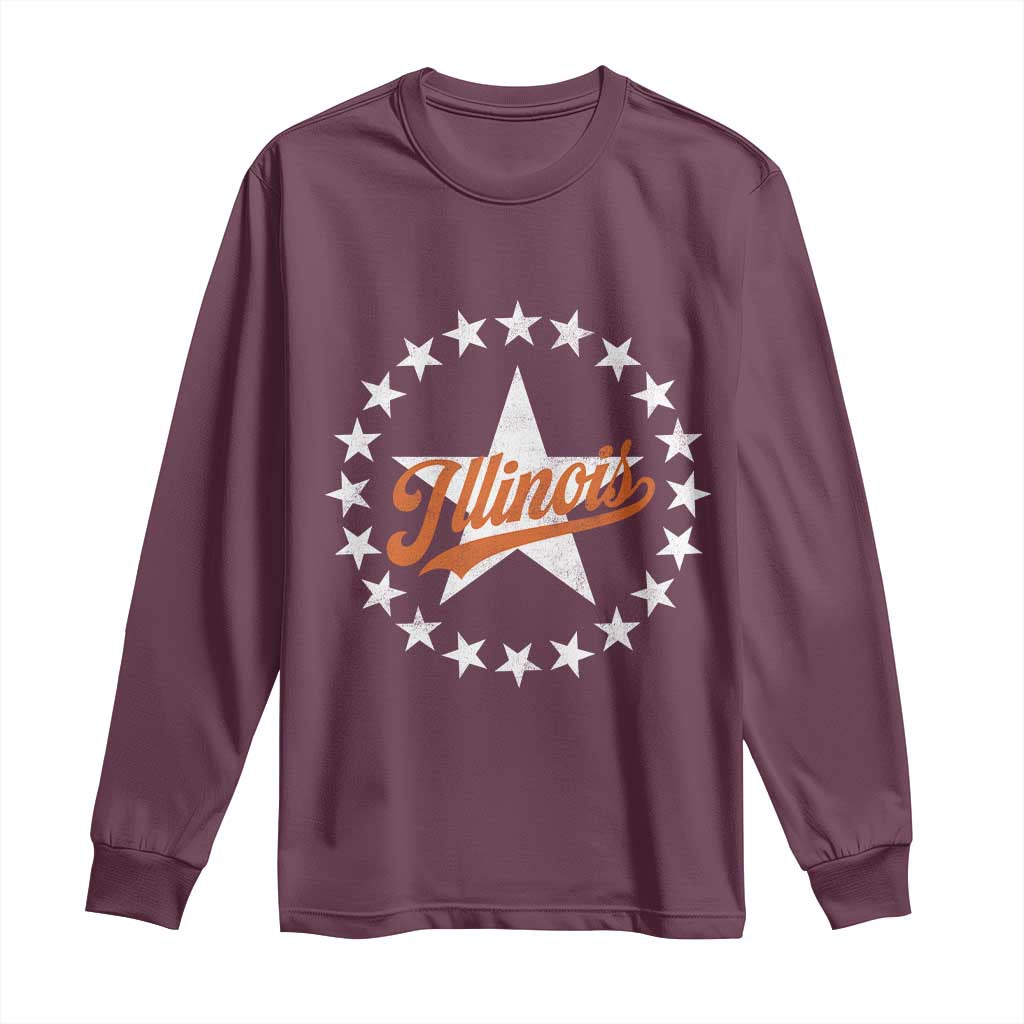 Illinois Varsity Script Sport 21 Stars Jersey Style Long Sleeve Shirt