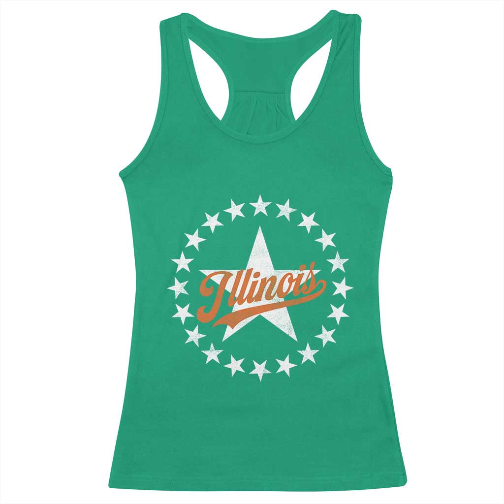 Illinois Varsity Script Sport 21 Stars Jersey Style Racerback Tank Top