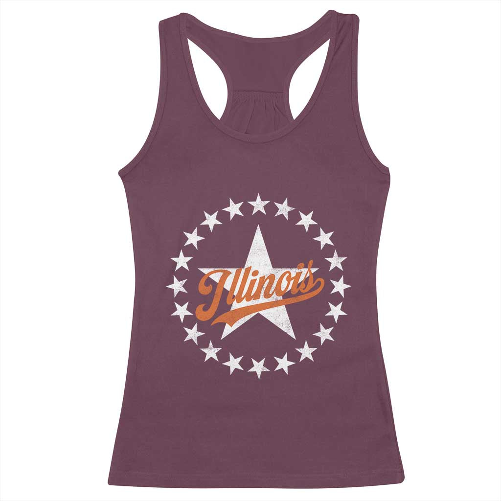 Illinois Varsity Script Sport 21 Stars Jersey Style Racerback Tank Top