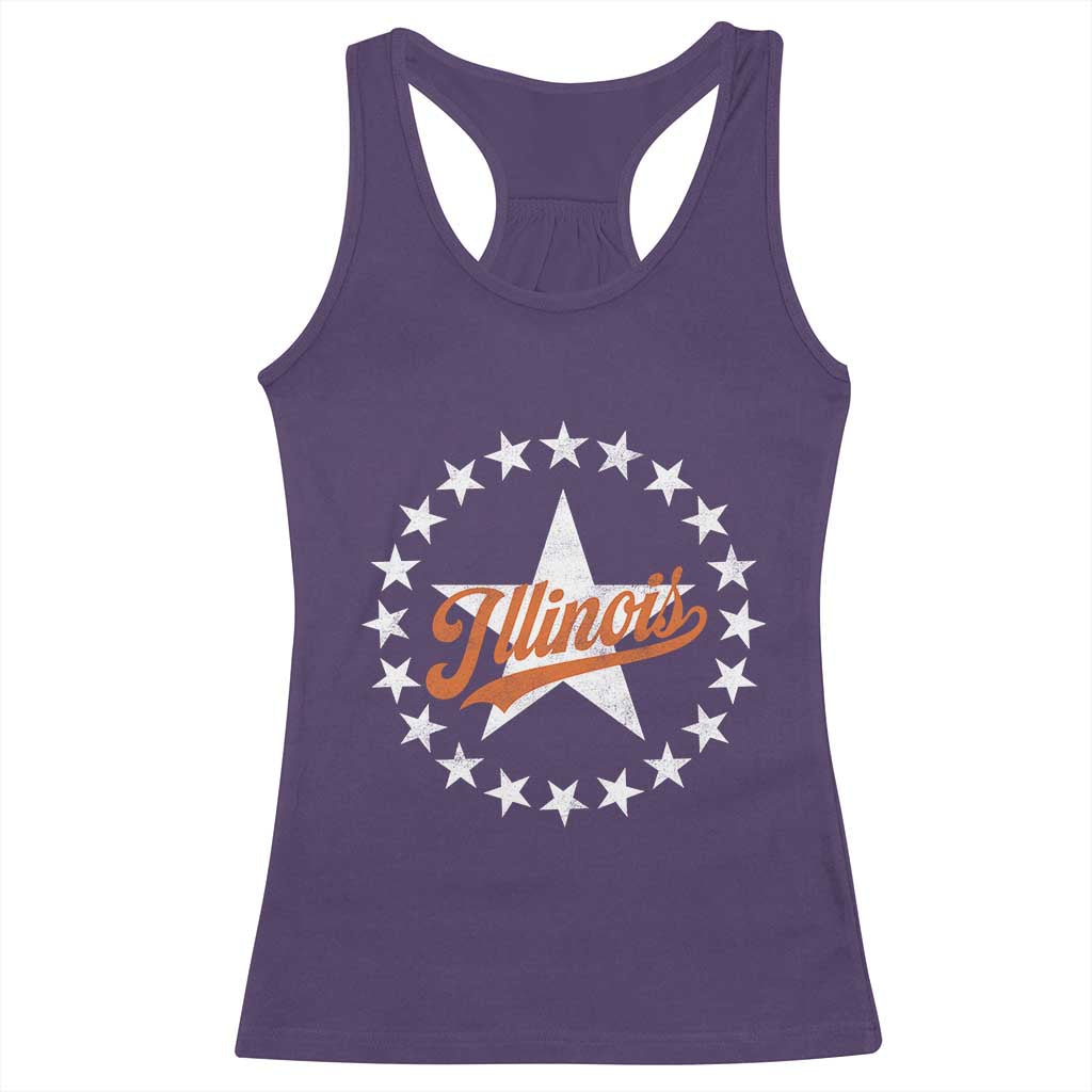 Illinois Varsity Script Sport 21 Stars Jersey Style Racerback Tank Top
