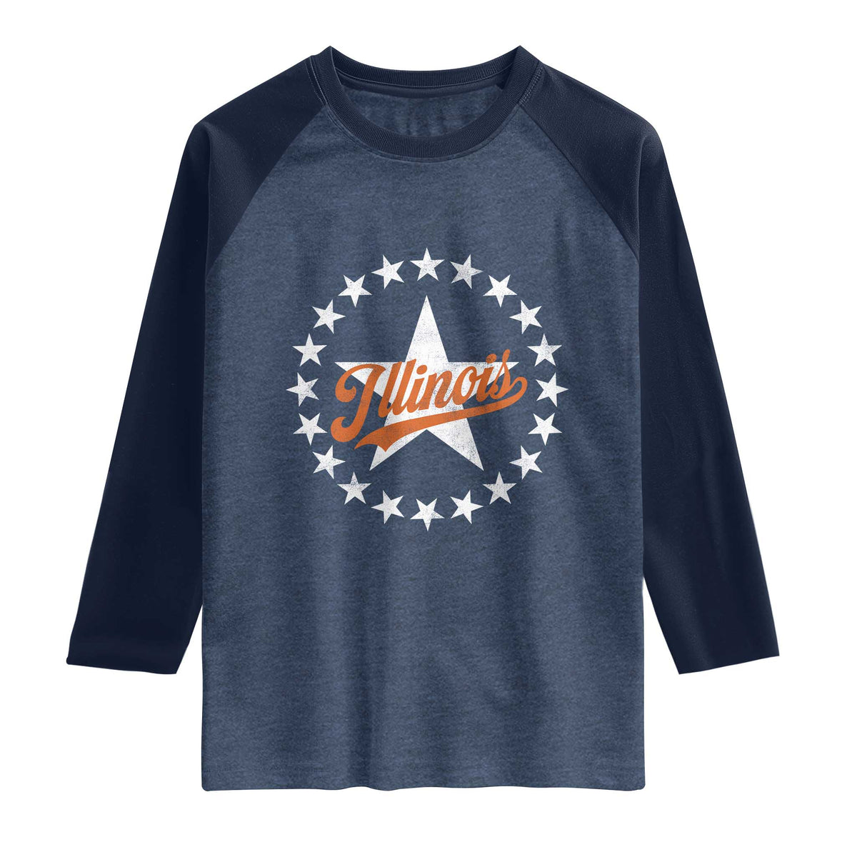 Illinois Varsity Script Sport 21 Stars Jersey Style Raglan Shirt