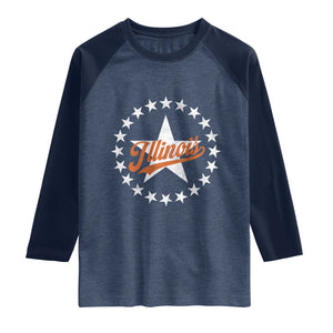 Illinois Varsity Script Sport 21 Stars Jersey Style Raglan Shirt