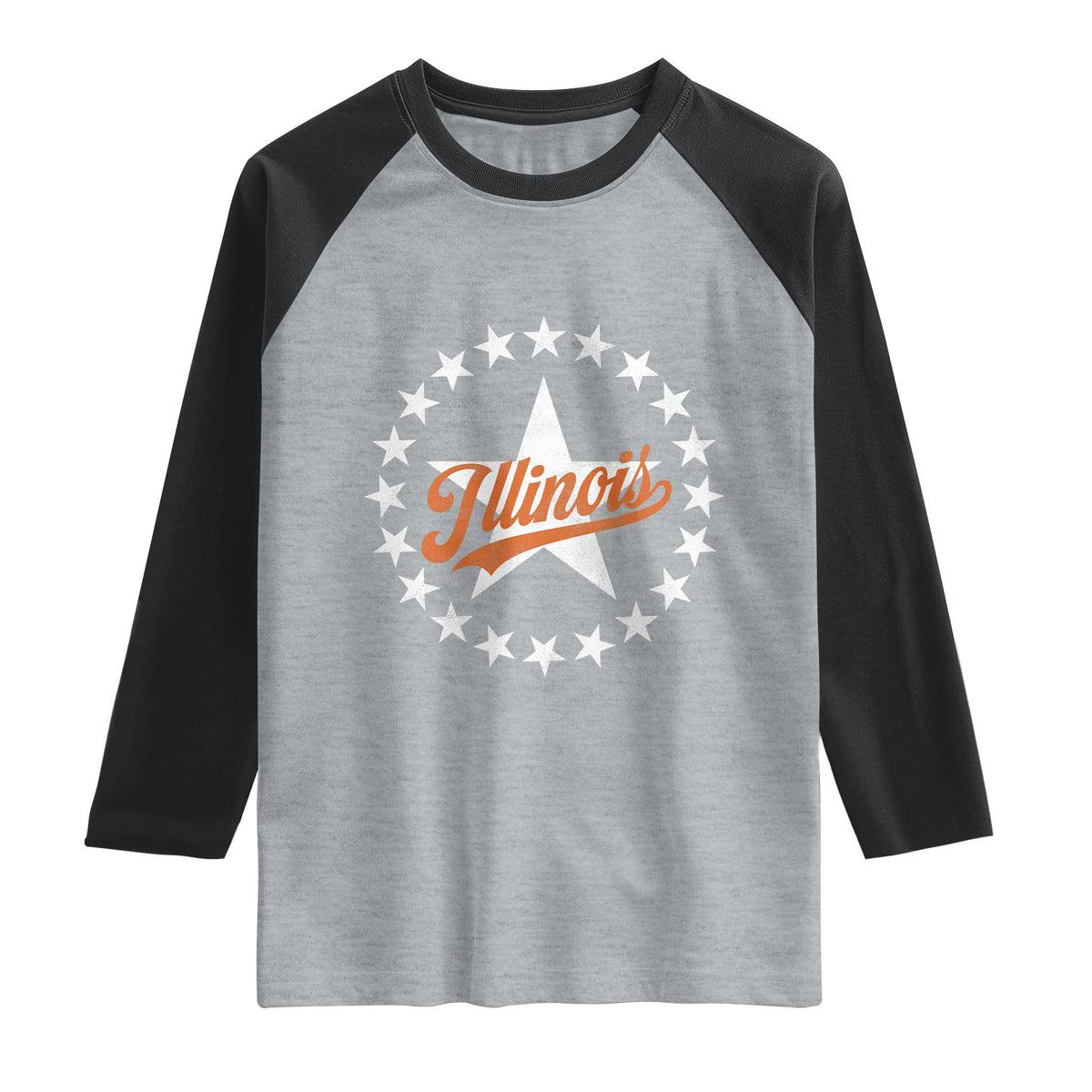 Illinois Varsity Script Sport 21 Stars Jersey Style Raglan Shirt