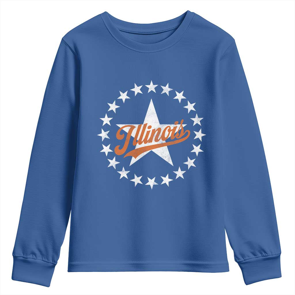 Illinois Varsity Script Sport 21 Stars Jersey Style Youth Sweatshirt