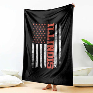 Illinois Pride Throw Blanket Vintage American Flag Distressed Varsity Aesthetic Letters IL State TS11 Print Your Wear