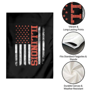 Illinois Pride Garden Flag Vintage American Flag Distressed Varsity Aesthetic Letters IL State TS11 Print Your Wear