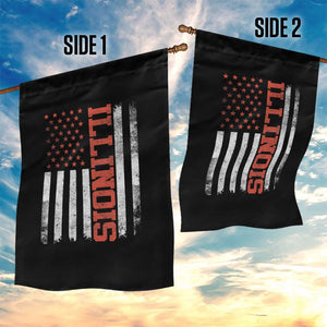 Illinois Pride Garden Flag Vintage American Flag Distressed Varsity Aesthetic Letters IL State TS11 Print Your Wear