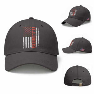 Illinois Pride Baseball Cap Vintage American Flag Distressed Varsity Aesthetic Letters IL State TS11 Baseball Cap Universal Fit Dark Gray Print Your Wear