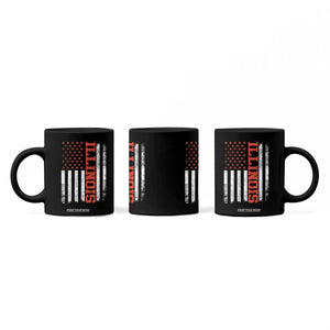 Illinois Pride Coffee Mug Vintage American Flag Distressed Varsity Aesthetic Letters IL State TS11 Print Your Wear