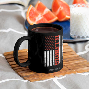 Illinois Pride Coffee Mug Vintage American Flag Distressed Varsity Aesthetic Letters IL State TS11 Print Your Wear