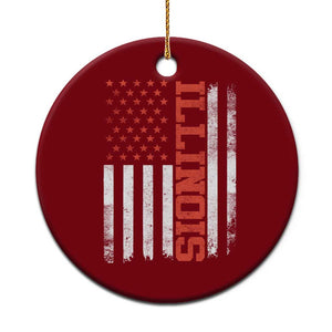 Illinois Pride Ceramic Ornament Vintage American Flag Distressed Varsity Aesthetic Letters IL State TS11 1pc Red Print Your Wear