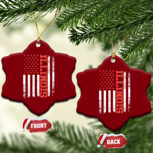Illinois Pride Ceramic Ornament Vintage American Flag Distressed Varsity Aesthetic Letters IL State TS11 Print Your Wear