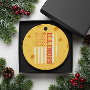 Illinois Pride Ceramic Ornament Vintage American Flag Distressed Varsity Aesthetic Letters IL State TS11 1pc Yellow Cheese Print Your Wear