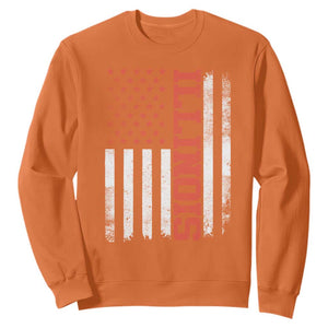Illinois Pride Sweatshirt Vintage American Flag Distressed Varsity Aesthetic Letters IL State TS11 Orange Print Your Wear