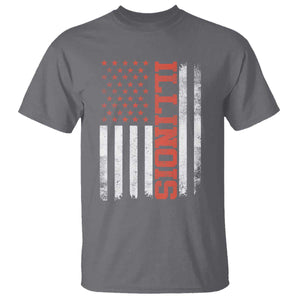 Illinois Pride T Shirt Vintage American Flag Distressed Varsity Aesthetic Letters IL State TS11 Charcoal Print Your Wear