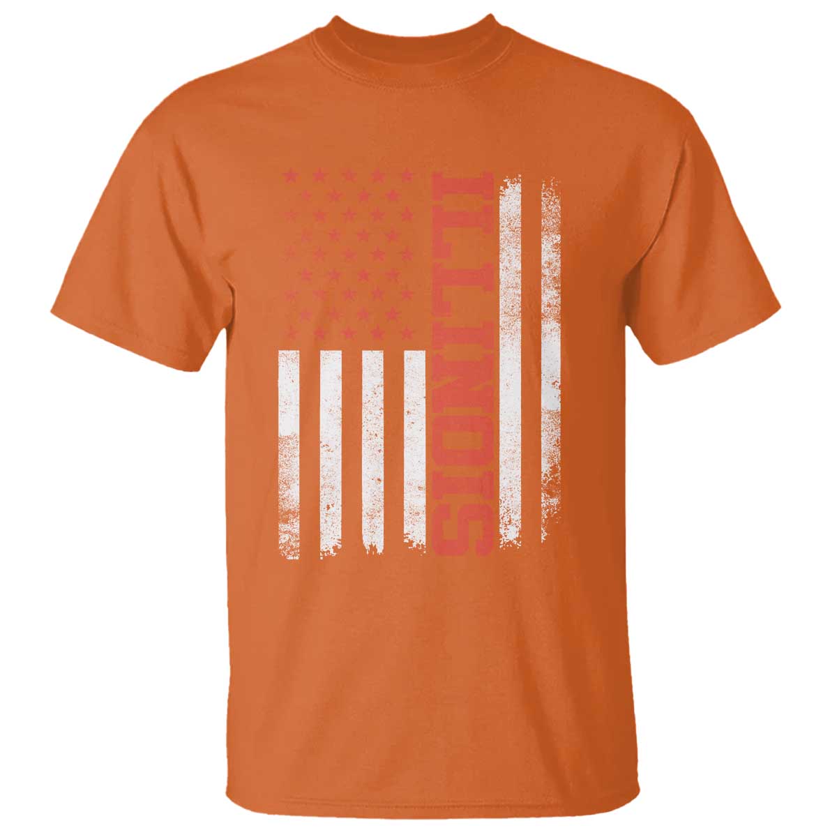 Illinois Pride T Shirt Vintage American Flag Distressed Varsity Aesthetic Letters IL State TS11 Orange Print Your Wear