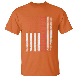 Illinois Pride T Shirt Vintage American Flag Distressed Varsity Aesthetic Letters IL State TS11 Orange Print Your Wear