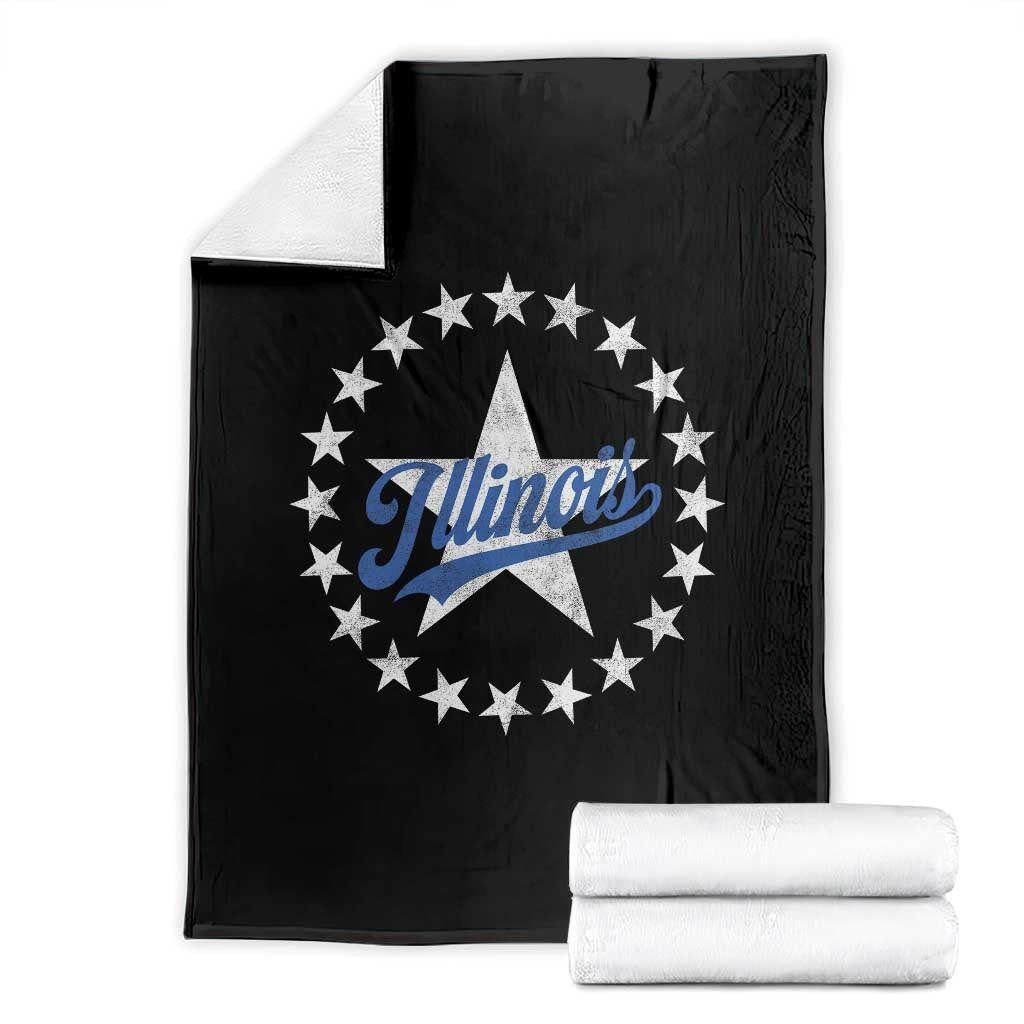 Illinois Varsity Script Sport 21 Stars Vintage Jersey Style Throw Blanket