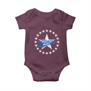 Illinois Varsity Script Sport 21 Stars Vintage Jersey Style Baby Onesie