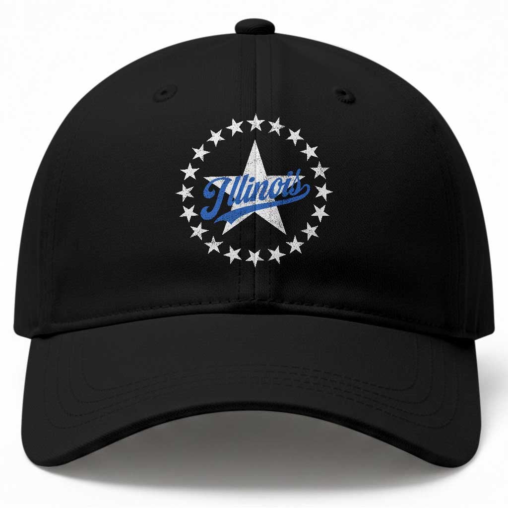 Illinois Varsity Script Sport 21 Stars Vintage Jersey Style Baseball Cap