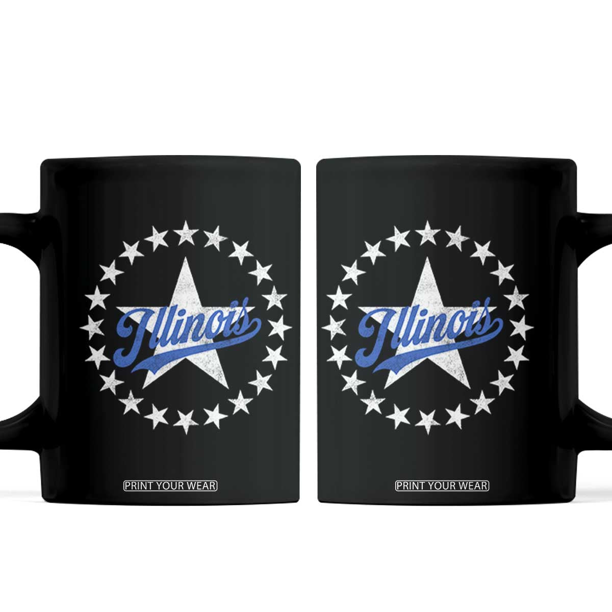 Illinois Varsity Script Sport 21 Stars Vintage Jersey Style Coffee Mug
