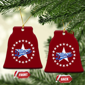 Illinois Varsity Script Sport 21 Stars Vintage Jersey Style Ceramic Ornament