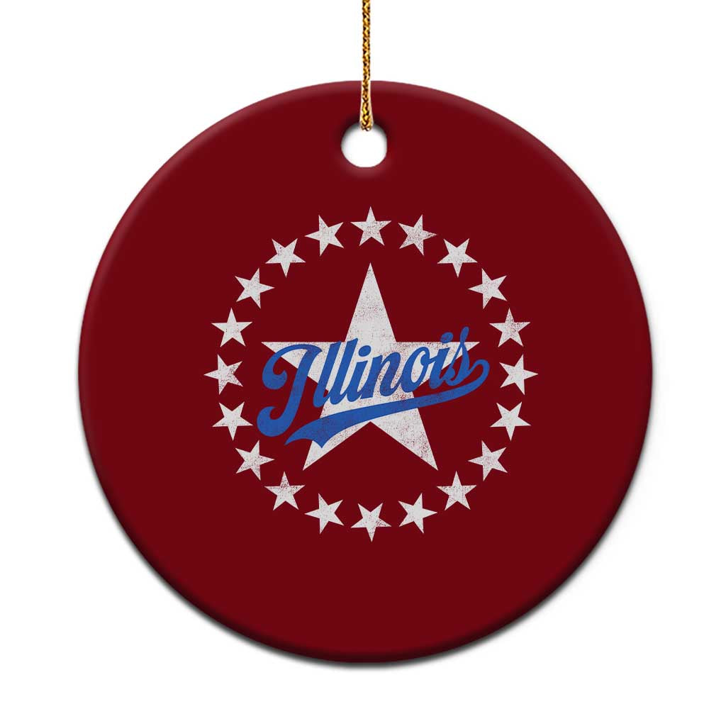 Illinois Varsity Script Sport 21 Stars Vintage Jersey Style Ceramic Ornament