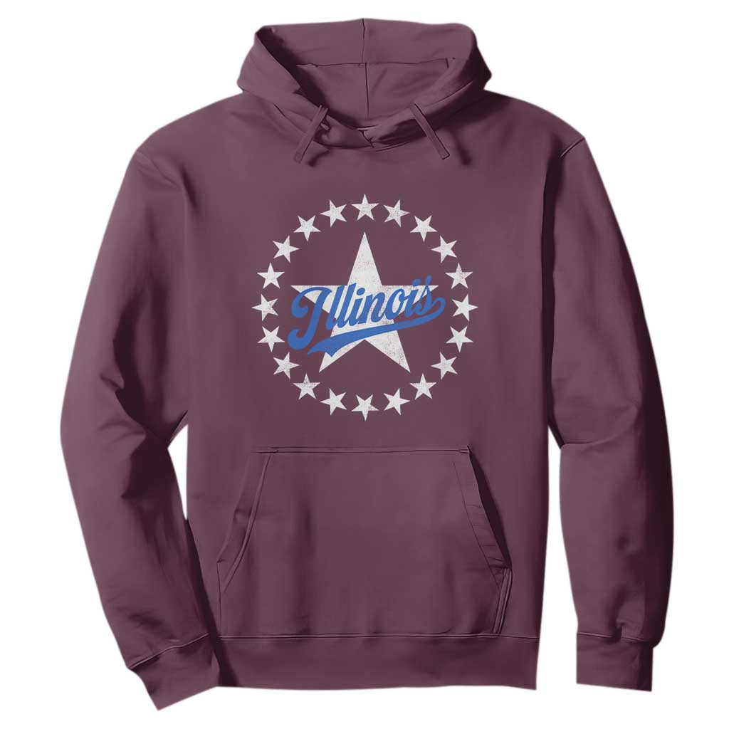 Illinois Varsity Script Sport 21 Stars Vintage Jersey Style Hoodie