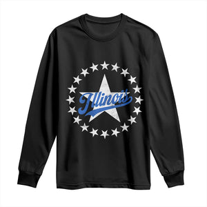 Illinois Varsity Script Sport 21 Stars Vintage Jersey Style Long Sleeve Shirt