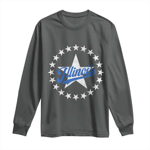 Illinois Varsity Script Sport 21 Stars Vintage Jersey Style Long Sleeve Shirt